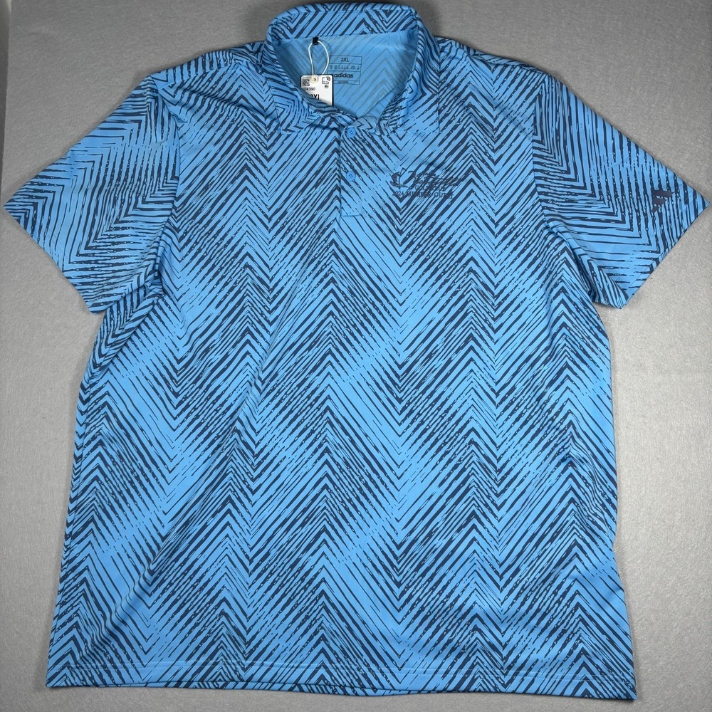 Adidas Men's All Over Print Polo Shirt Semi Blue Burst Golf Performance Size 2XL